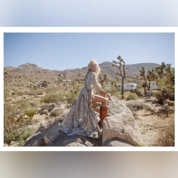 Spell Boho Blossom Gown Maxi Dress Sage Medium Original - Picture 5 of 15